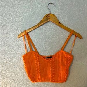 Zara Orange Knit Crop Top